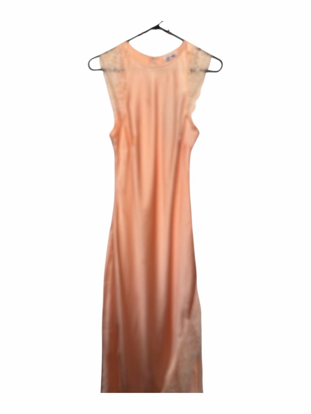 Future Collective Peach Satin Lace Trim Midi Dress Cap Sleeve Size Small NWT